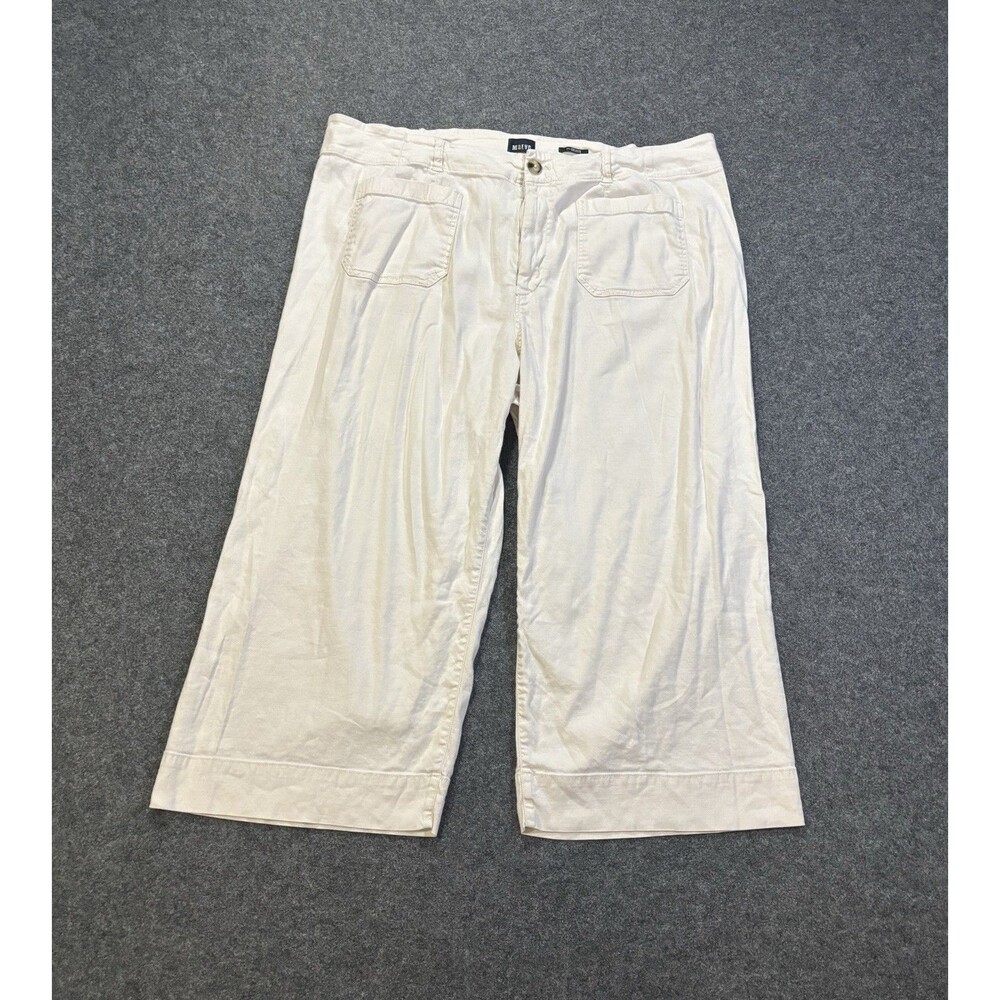 Maeve By Anthropologie The Colette Wide Leg Crop Pants Size 24 Linen Blend